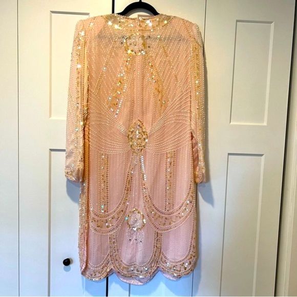 • VINTAGE 80s Gorgeous sparkly pink evening Gown • - Picture 5 of 16